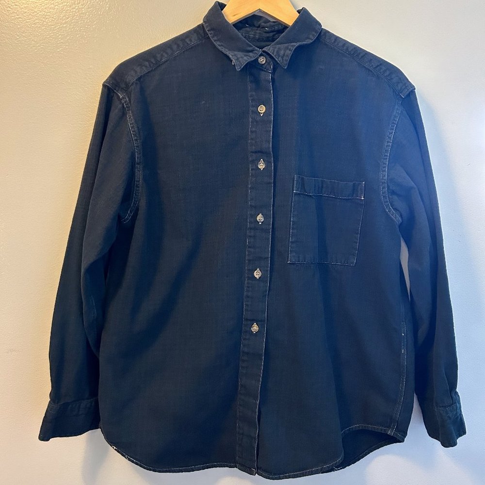 Urban Outfitters Black Washed Flannel Oversized Shirt, Size S